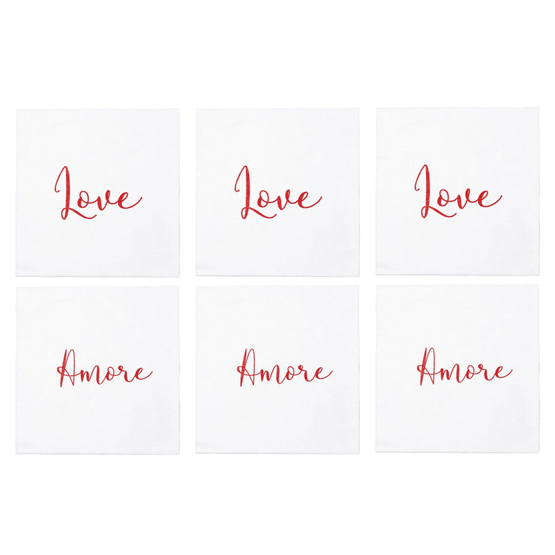 Papersoft Napkins Love/Amore Cocktail Napkins (Pack of 20) - Set of 6