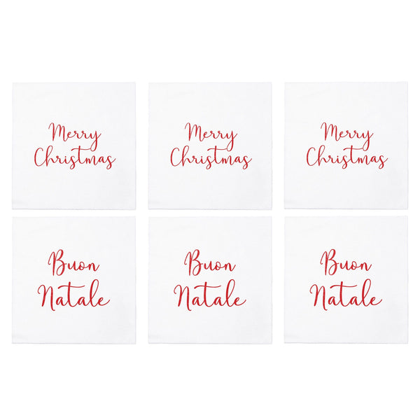 Papersoft Napkins Merry Christmas/Buon Natale Cocktail Napkins (Pack of 20) - Set of 6