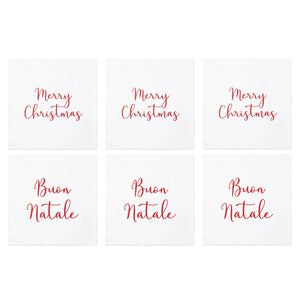 Papersoft Napkins Merry Christmas/Buon Natale Cocktail Napkins (Pack of 20) - Set of 6