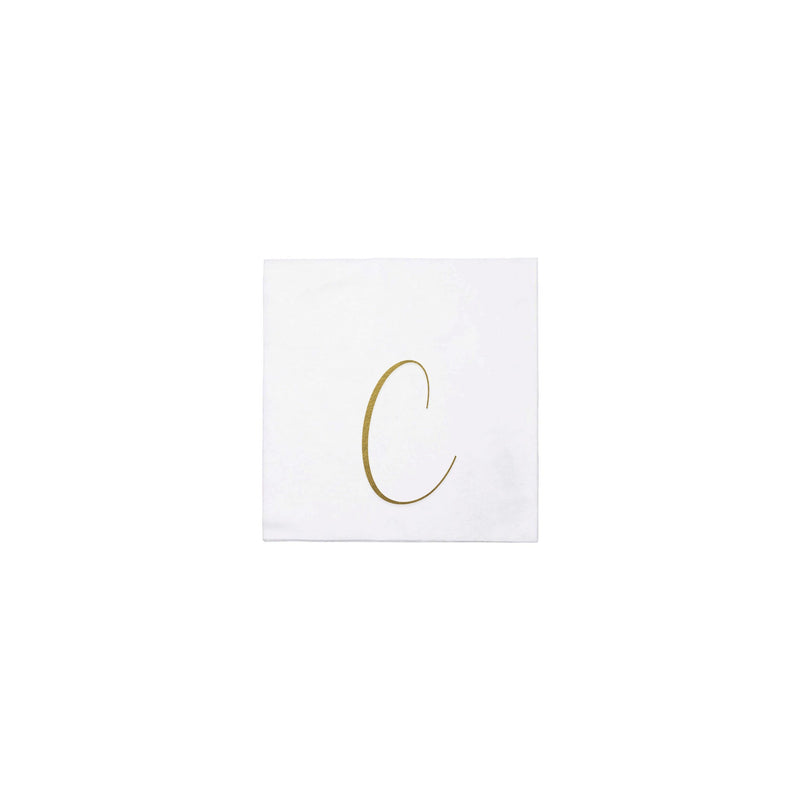 Papersoft Napkins Monogram Cockail Napkins Pack of 20 - C Silver