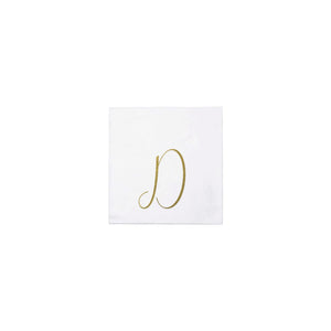 Papersoft Napkins Monogram Cockail Napkins Pack of 20 - D Silver