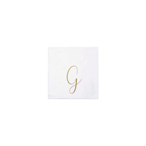 Papersoft Napkins Monogram Cockail Napkins Pack of 20 - G Silver