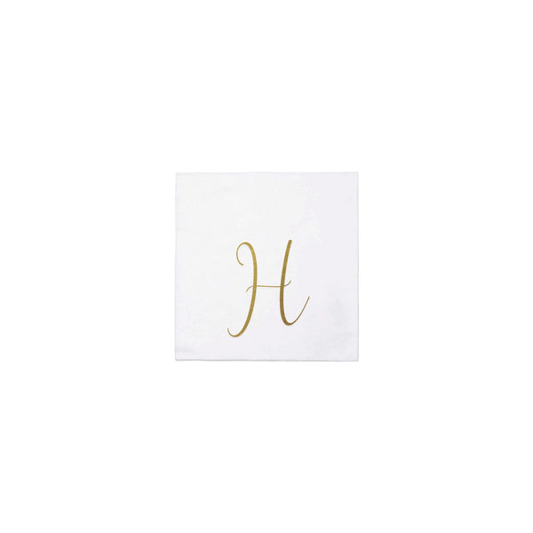 Papersoft Napkins Monogram Cockail Napkins Pack of 20 - H Silver