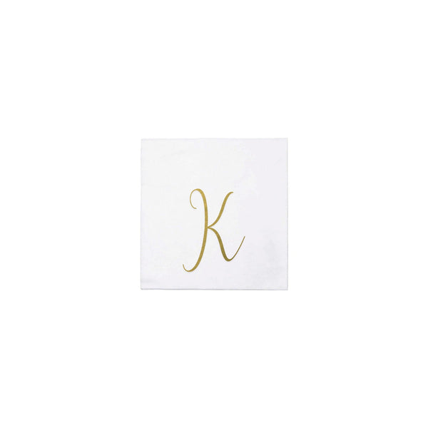 Papersoft Napkins Monogram Cockail Napkins Pack of 20 - K Silver