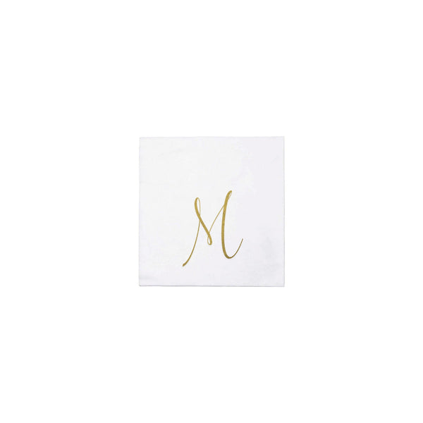 Papersoft Napkins Monogram Cockail Napkins Pack of 20 - M Silver