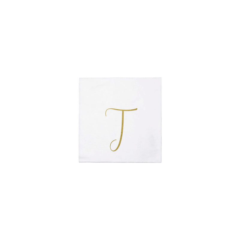 Papersoft Napkins Monogram Cockail Napkins Pack of 20 - T Silver