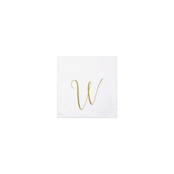 Papersoft Napkins Monogram Cockail Napkins Pack of 20 - W Silver