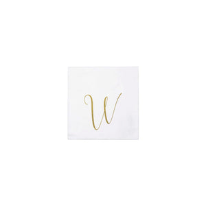 Papersoft Napkins Monogram Cockail Napkins Pack of 20 - W Silver