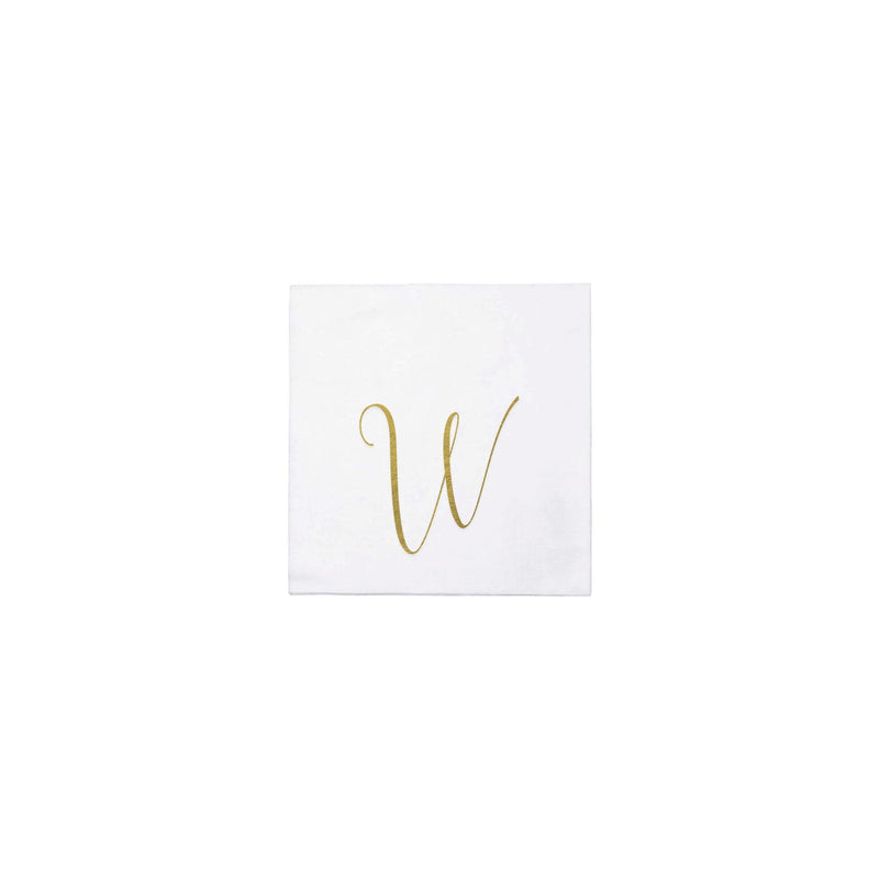 Papersoft Napkins Monogram Cockail Napkins Pack of 20 - W Silver