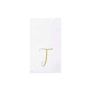 Papersoft Napkins Monogram Guest Towels Pack of 20 - T Silver