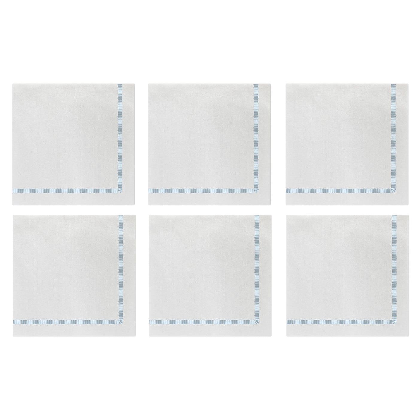 Papersoft Napkins Fringe Light Blue Cocktail Napkins (Pack of 20) - Set of 6