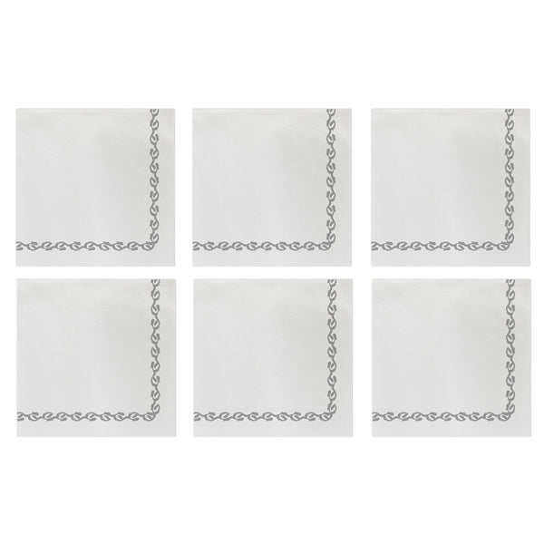 Papersoft Napkins Florentine Light Gray Cocktail Napkins (Pack of 20) - Set of 6