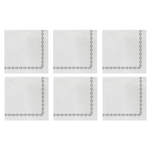 Papersoft Napkins Florentine Light Gray Cocktail Napkins (Pack of 20) - Set of 6