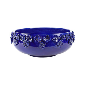 Rustic Garden Cobalt Flower Round Cachepot