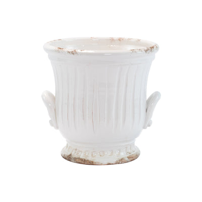 Rustic Garden White Medium Handled Cachepot by VIETRI