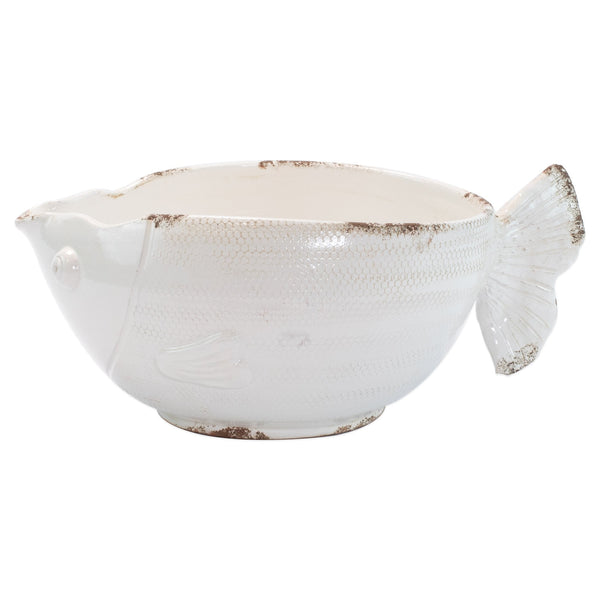 Rustic Garden White Fish Cachepot by VIETRI