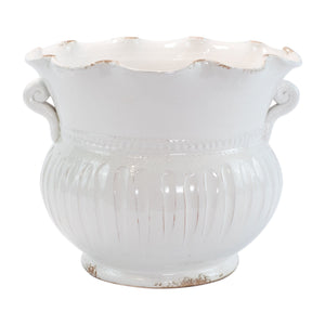 Rustic Garden White Large Scallop Planter by VIETRI