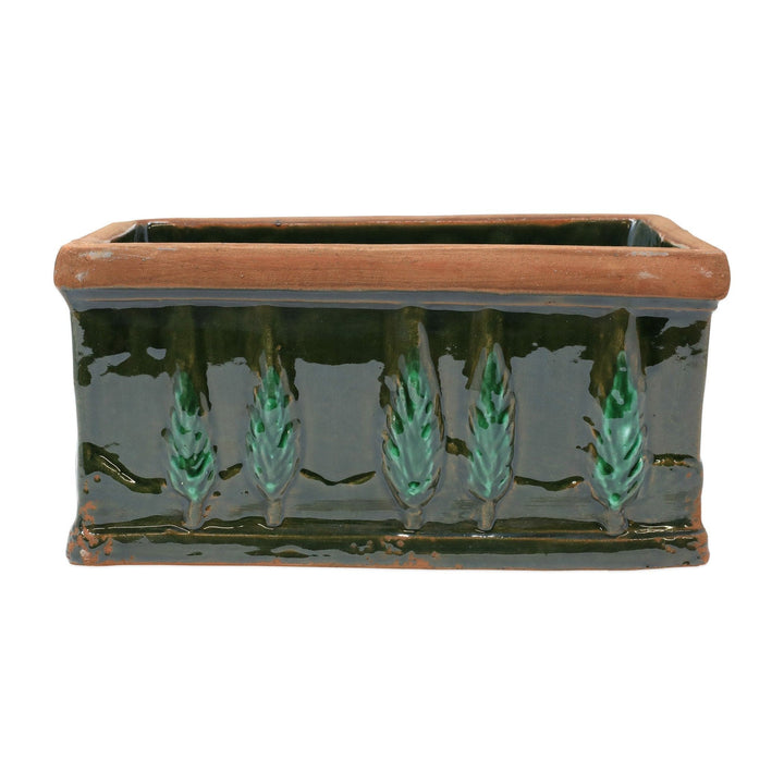 Rustic Garden Cypress Green Small Rectangular Planter by VIETRI