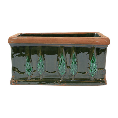 Rustic Garden Cypress Green Small Rectangular Planter by VIETRI