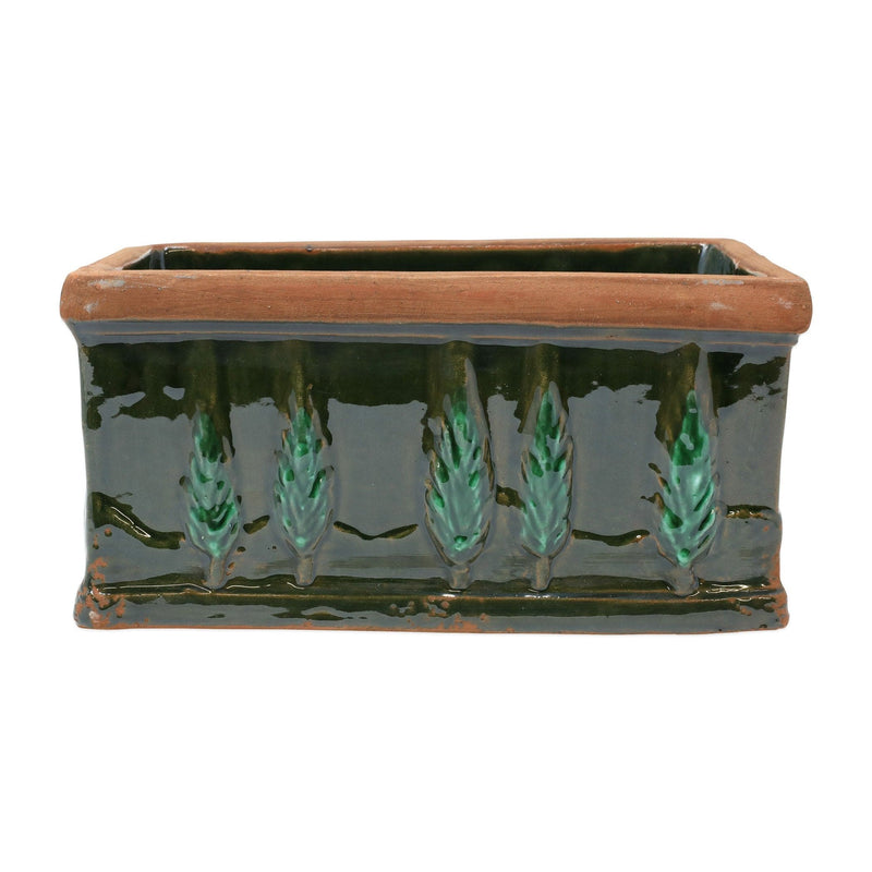 Rustic Garden Cypress Green Small Rectangular Planter by VIETRI