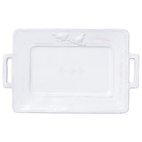 Bellezza Stone White Handled Rectangular Platter by VIETRI