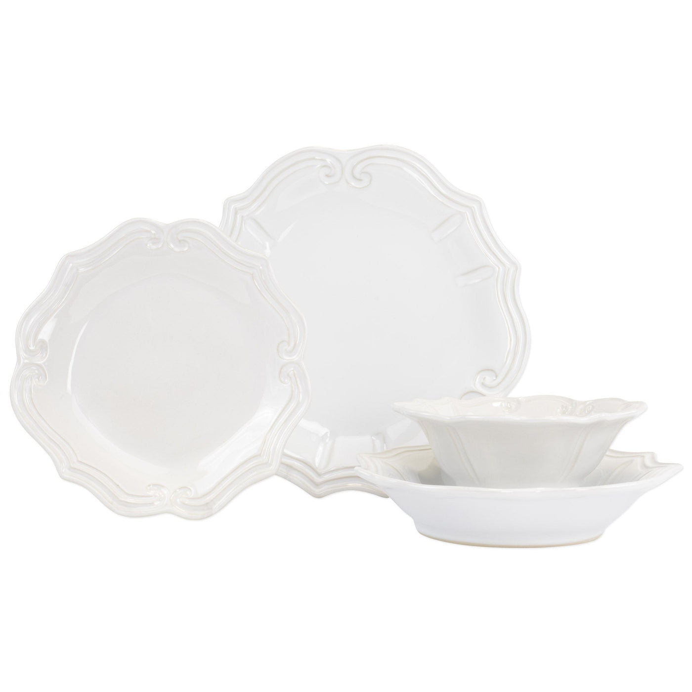 Incanto Stone White Baroque Four-Piece Place Setting by VIETRI