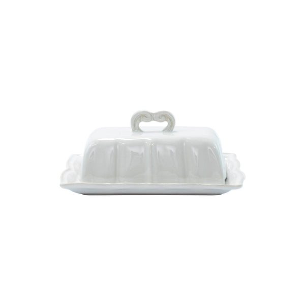 Incanto Stone White Baroque Butter Dish by VIETRI