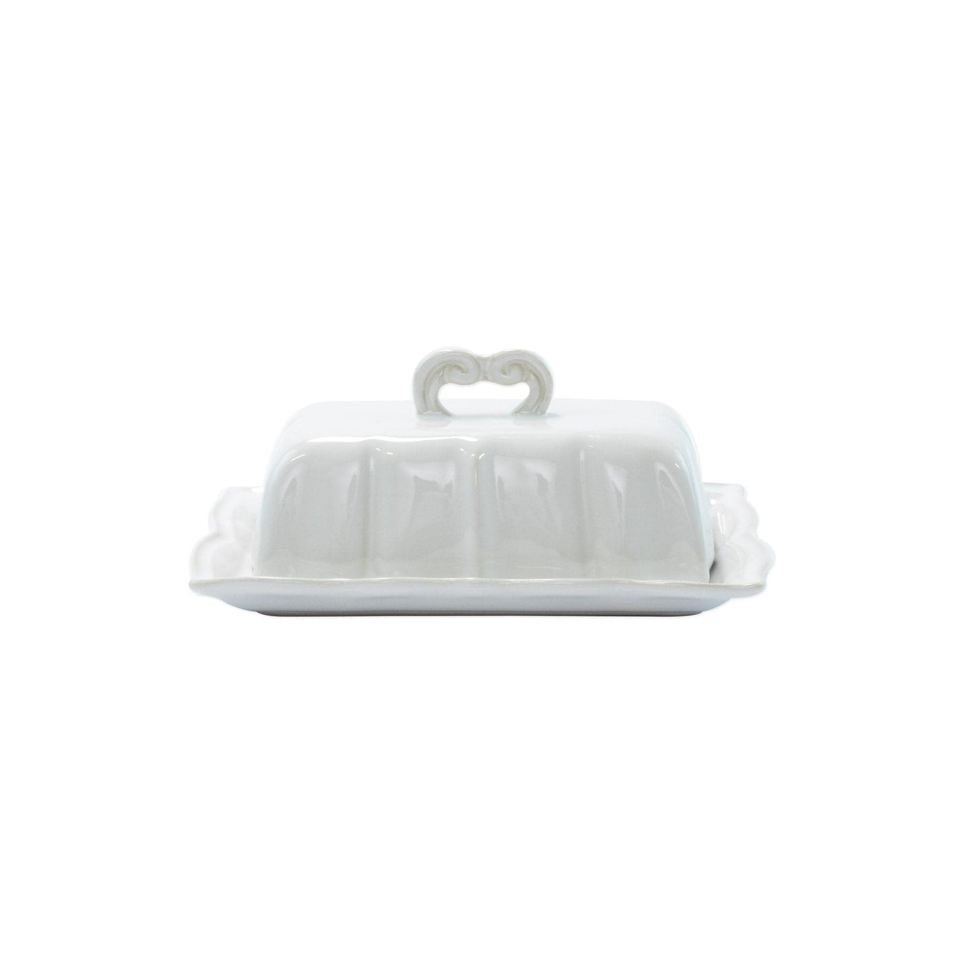 Incanto Stone White Baroque Butter Dish by VIETRI