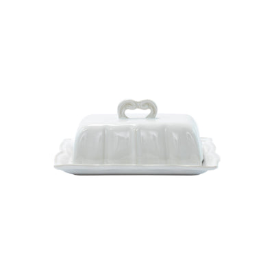 Incanto Stone White Baroque Butter Dish by VIETRI