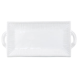 Incanto Stone White Stripe Rectangular Handled Platter by VIETRI