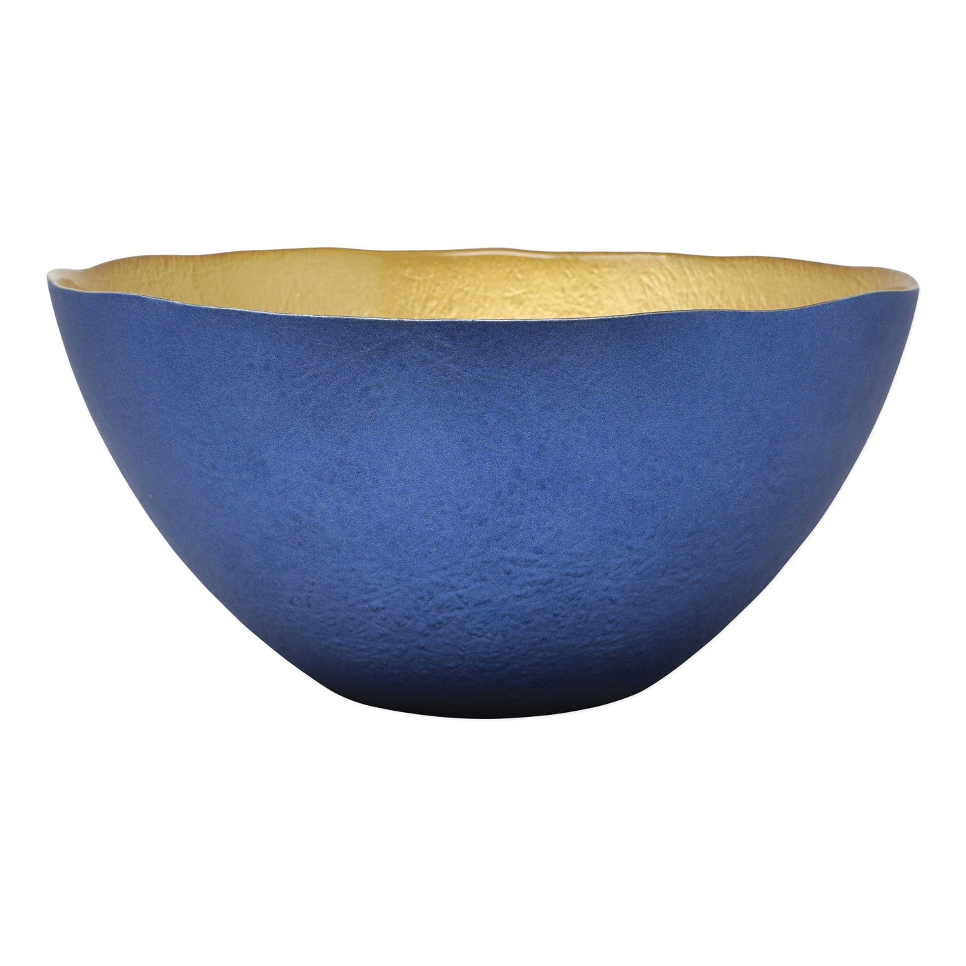 Two-Tone Glass Blue & Gold Large Deep Bowl by VIETRI