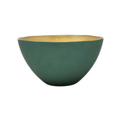 Two-Tone Glass Emerald & Gold Small Deep Bowl by VIETRI