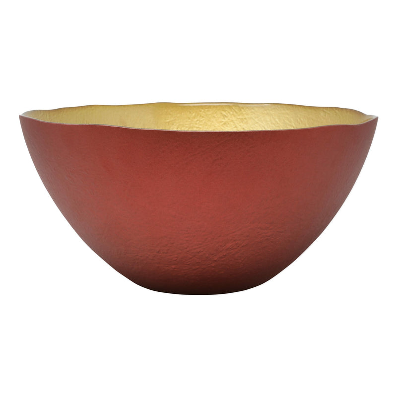 Two-Tone Glass Red & Gold Large Deep Bowl by VIETRI