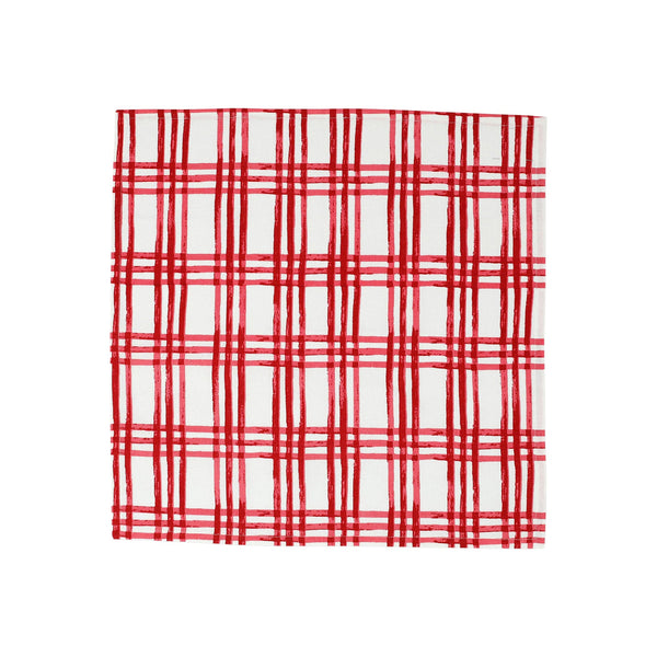 Bohemian Linens Plaid Red/White Napkins - Set of 4