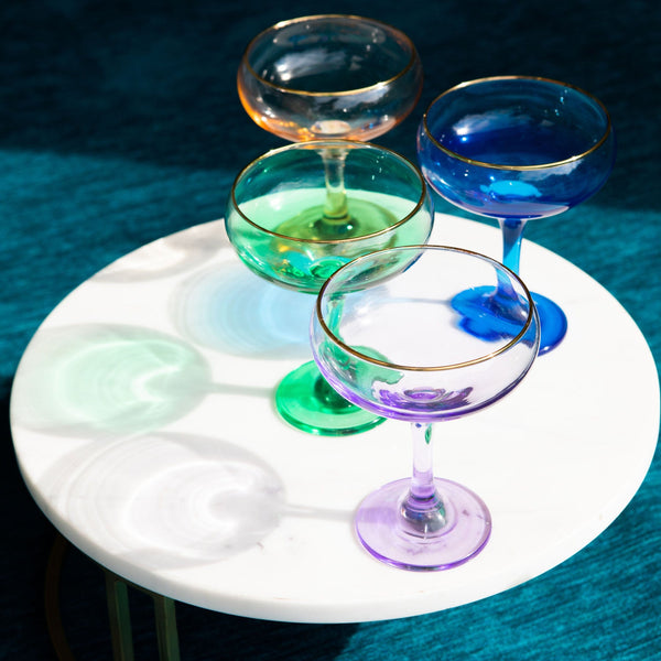 Rainbow Amber Coupe Champagne Glass