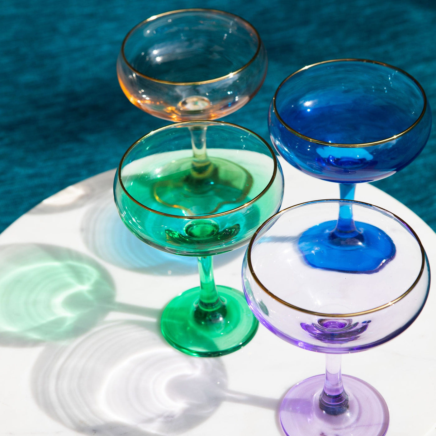 Rainbow Emerald Coupe Champagne Glass