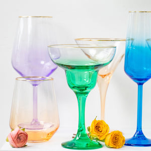 Rainbow Emerald Margarita Glass