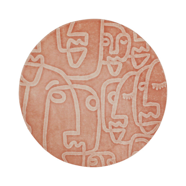 Moda Coral Faces Round Platter