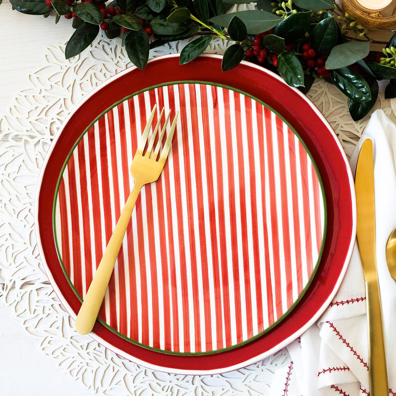 Mistletoe Stripe Salad Plate